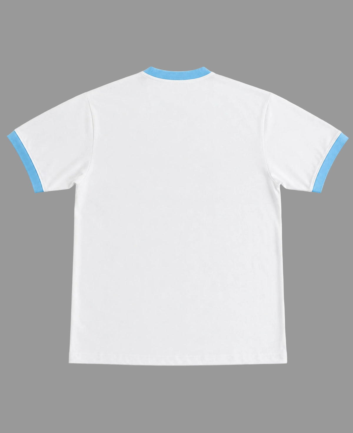 White & Sky Blue Ringer tee Back Design