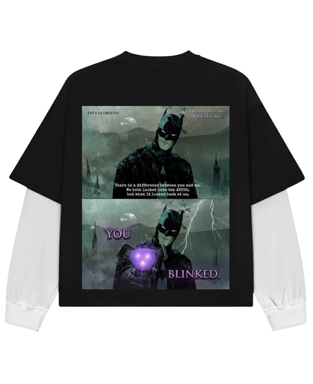 Black With White Sleeve Oversized Tee Back Design