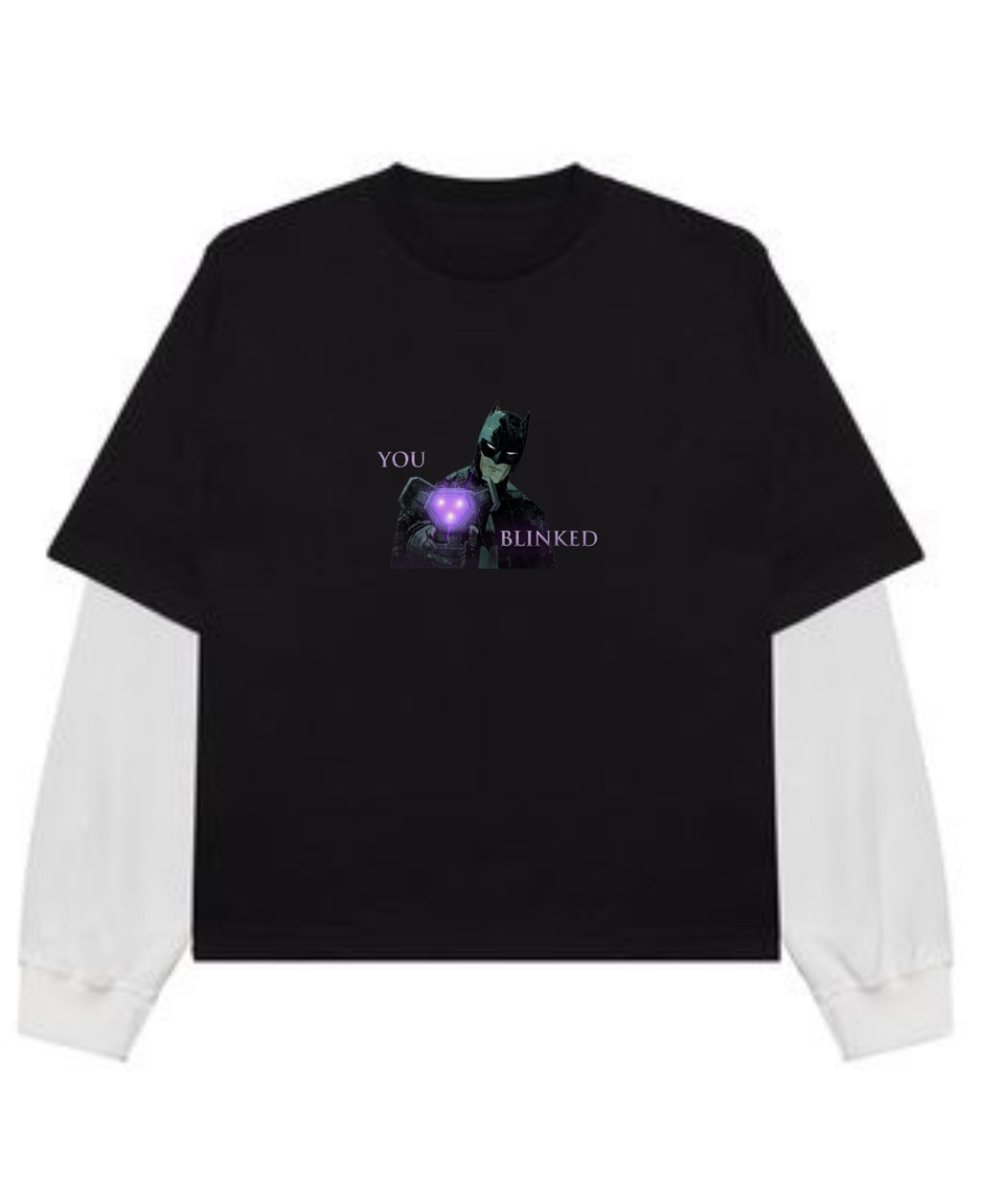 Black With White Sleeve Oversized Tee Front Design