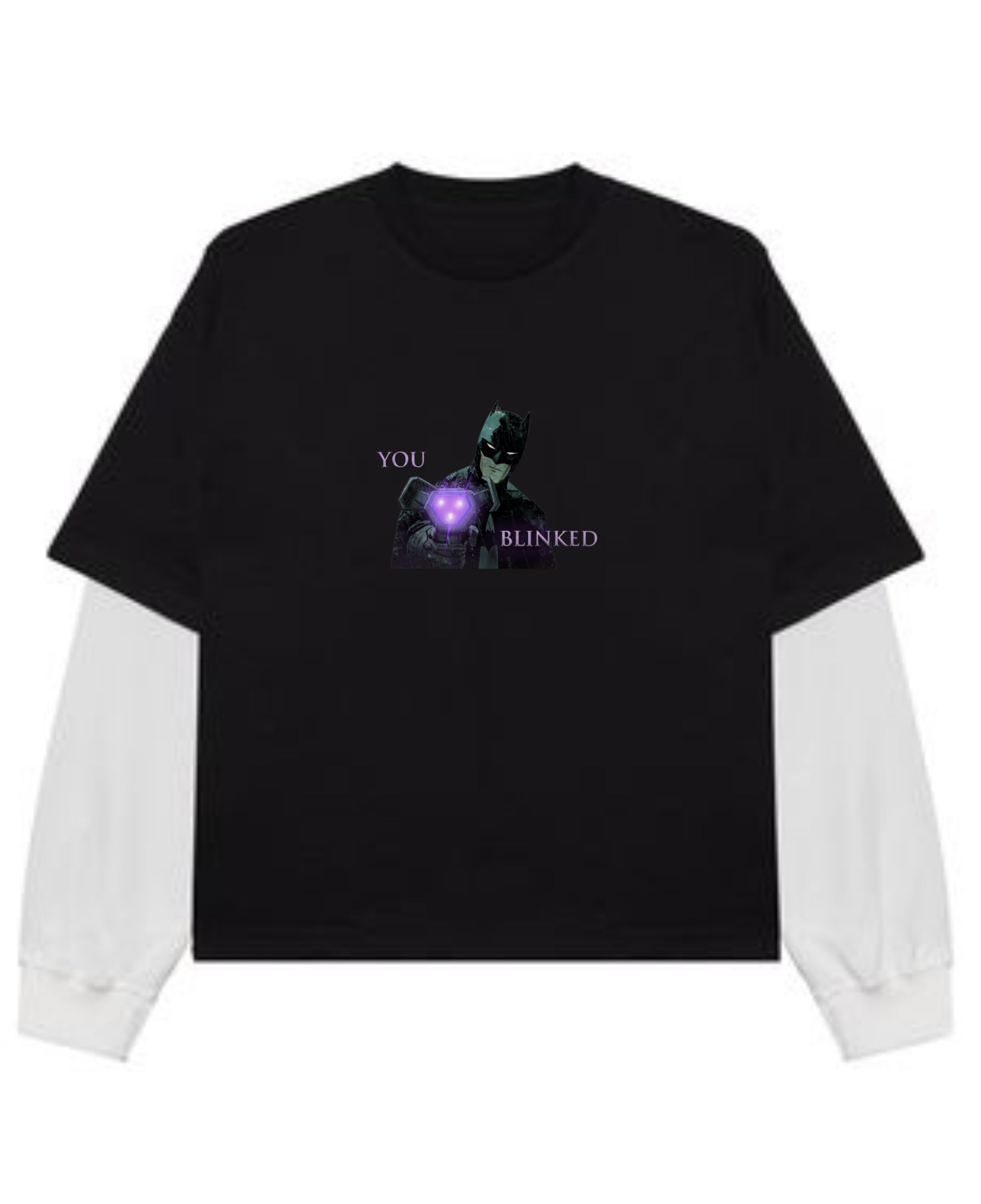 Black With White Sleeve Oversized Tee Front Design