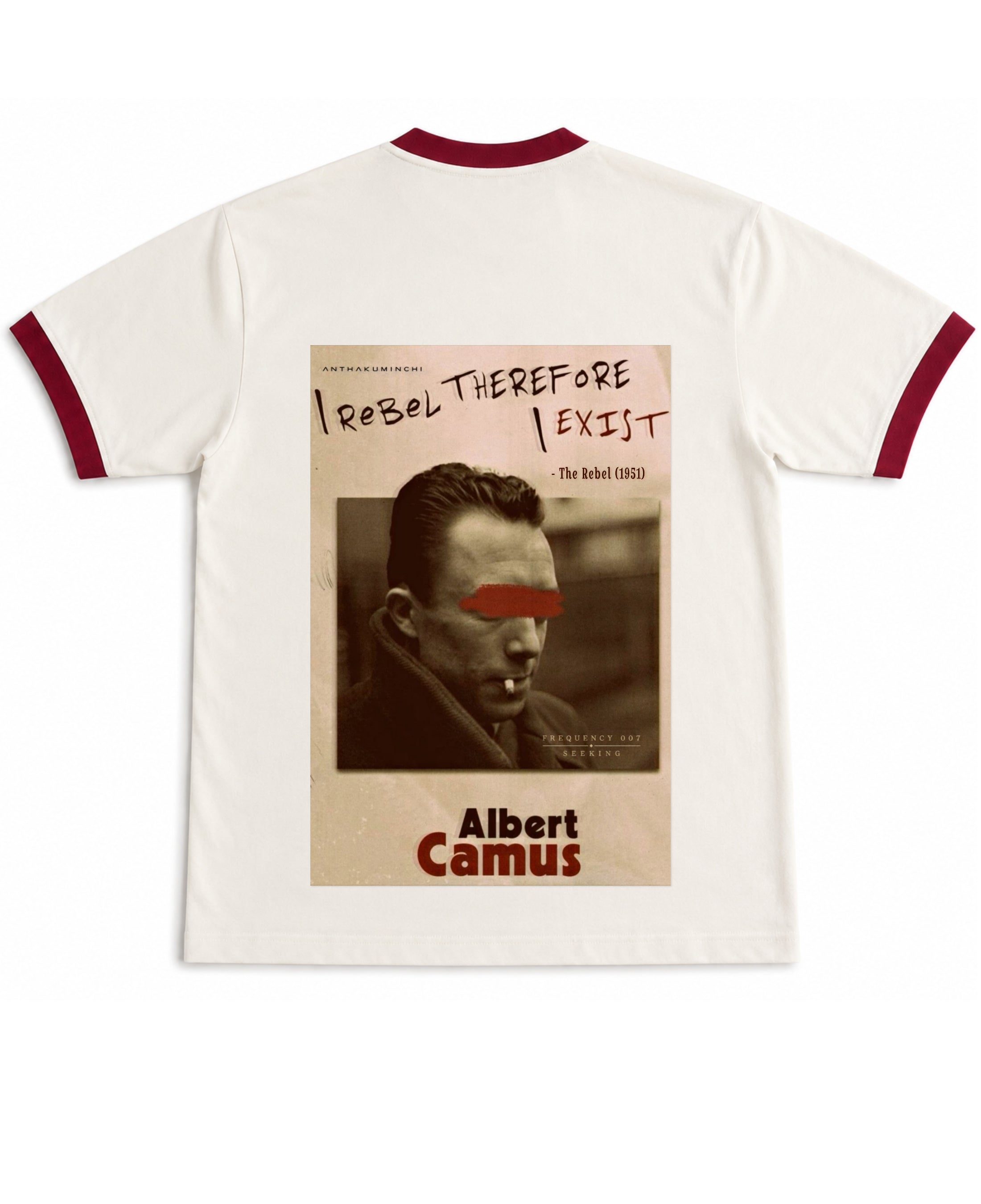 Off White & Maroon Ringer tee Back Design