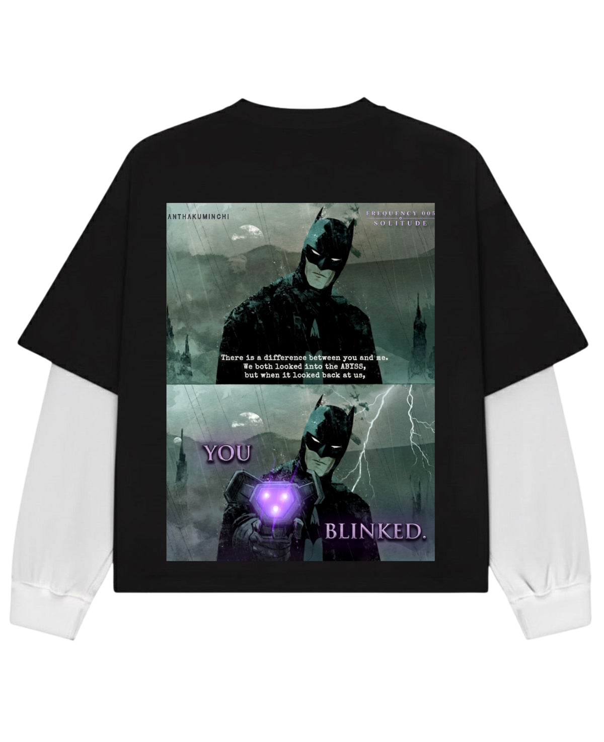 Black With White Sleeve Oversized Tee Back Design