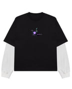 Black With White Sleeve Oversized Tee Front Design