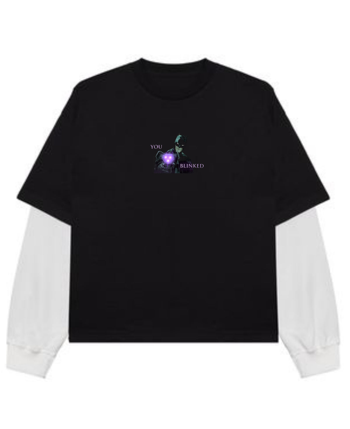 Black With White Sleeve Oversized Tee Front Design