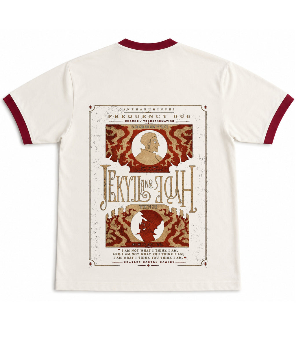 Off White & Maroon Ringer tee Back Design