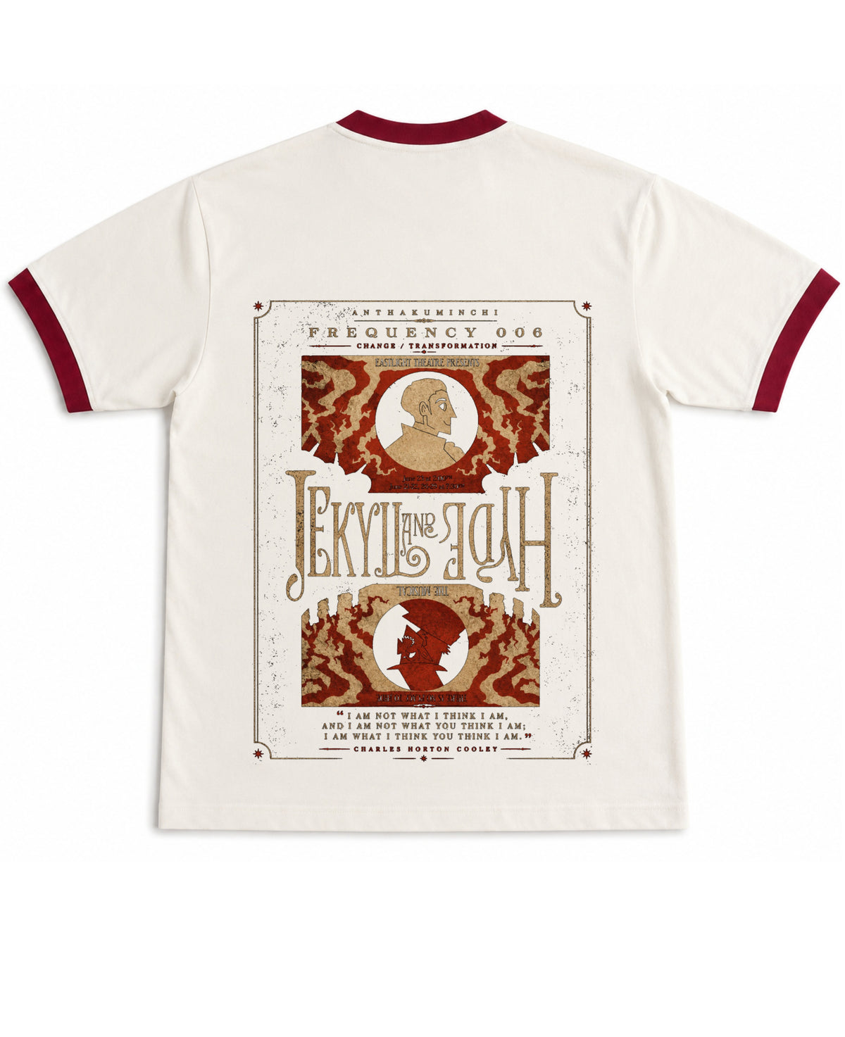 Off White & Maroon Ringer tee Back Design