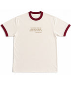 Off White & Maroon Ringer tee Front Design