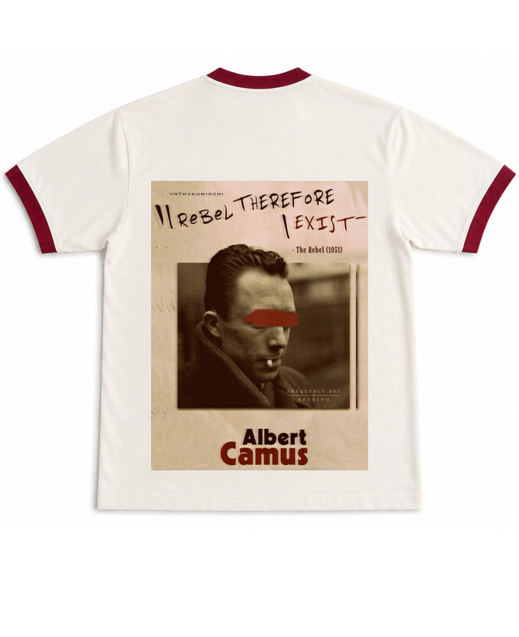 Off White & Maroon Ringer tee Back Design