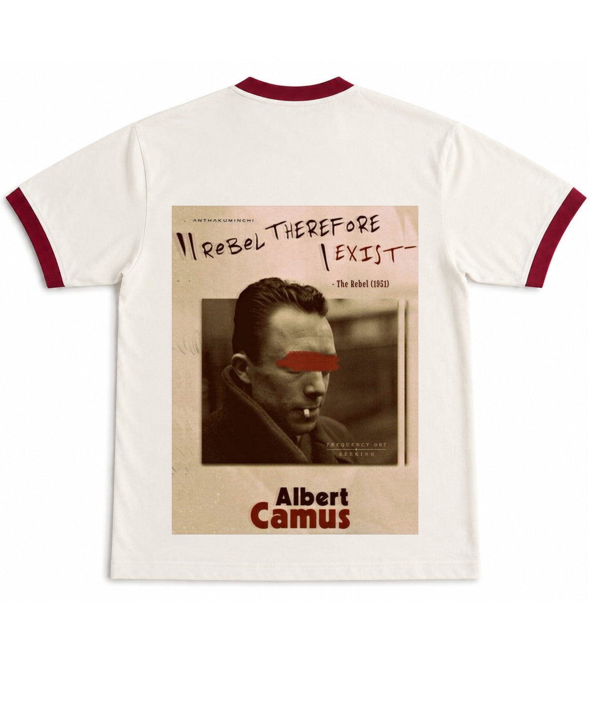 Off White & Maroon Ringer tee Back Design