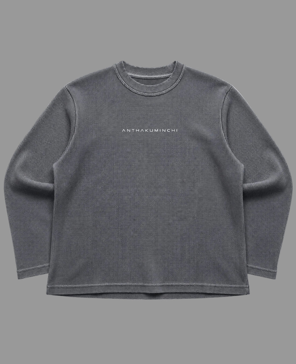 Acidwash waffle knit oversized full-sleeve Front Design
