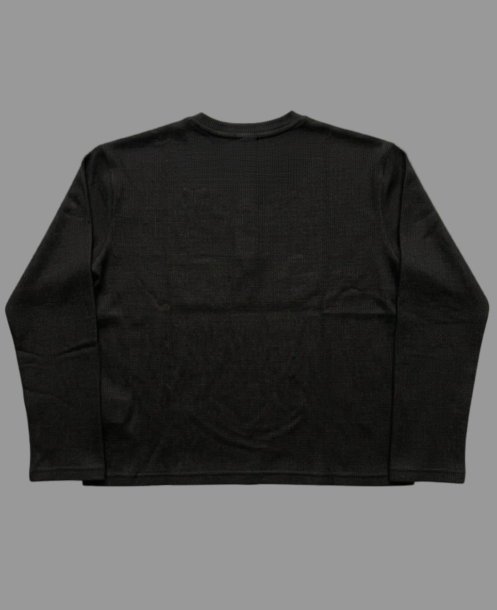 Black Henley waffle knit Back Design