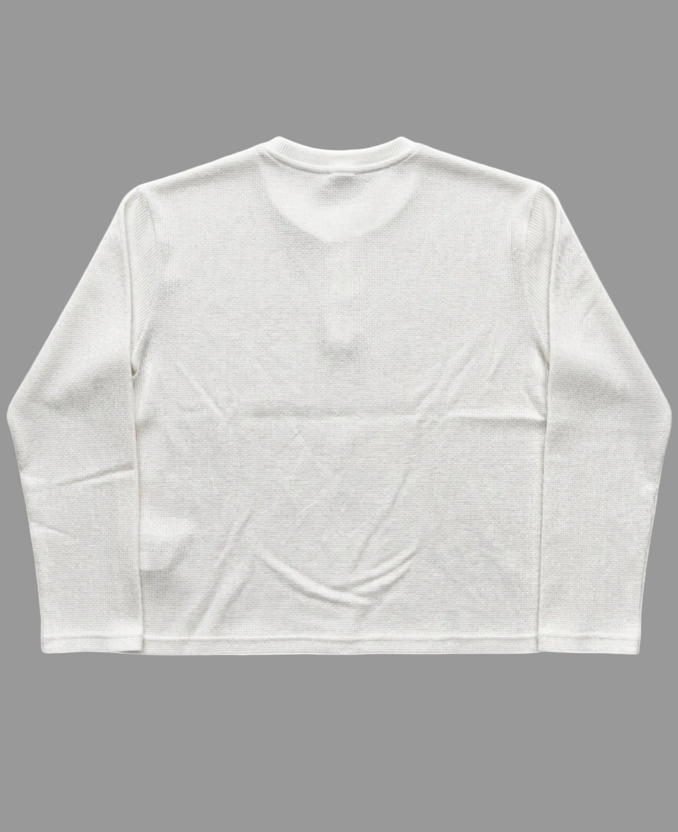 White Henley waffle knit Back Design