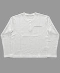 White Henley waffle knit Front Design
